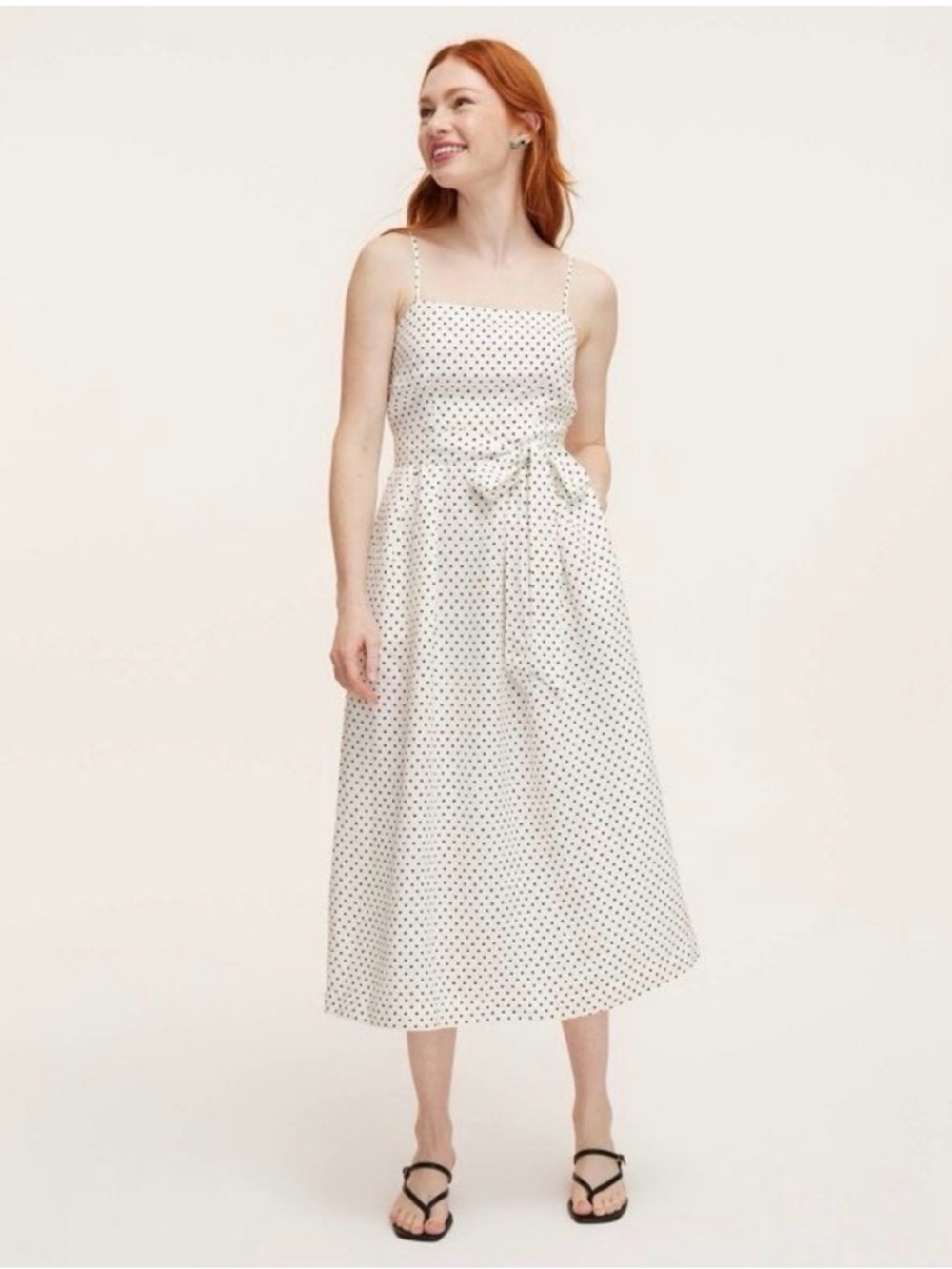 Kate Spade X Target White Polka Dot Midi Sundress with Tie Waist Sz XL NWT